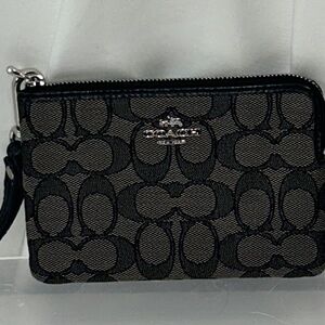 Coach Signature Black and Gray Wristlet Detachable Strap.